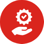 Zahnrad mit Hand Icon Rot