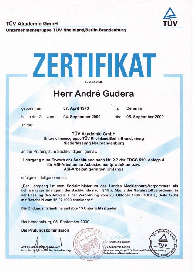 Zertifikat TÜV